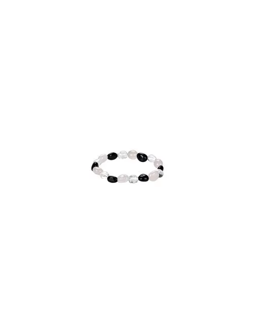 Armband - Bergkristall, Rosenquarz, Schörl, 09-10mm Nuggets