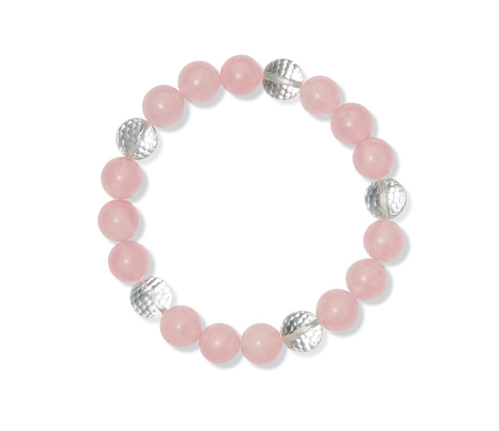 Armband - Rosenquarz/Bergkristall, 10mm Kugeln