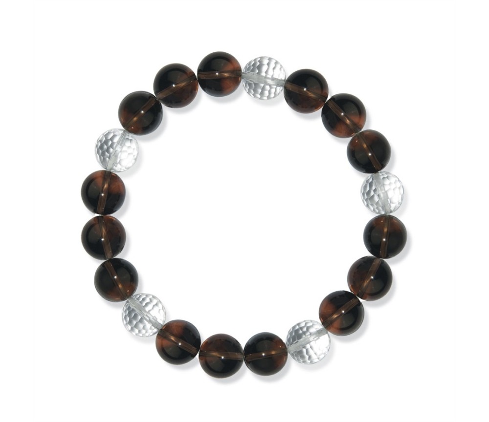 Armband - Rauchquarz/Bergkristall, 10mm Kugeln