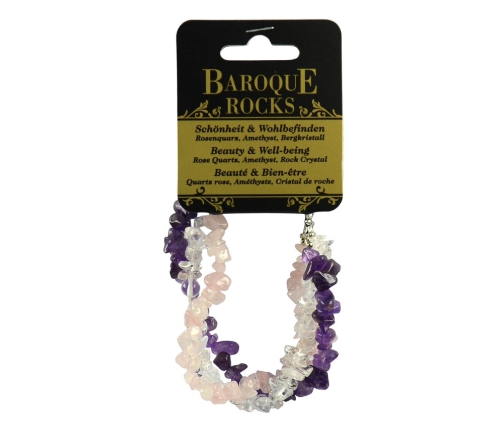 Armband - Barock Kombi - Rosenquarz, Amethyst, Bergkristall - Schönheit & Wohlbefinden