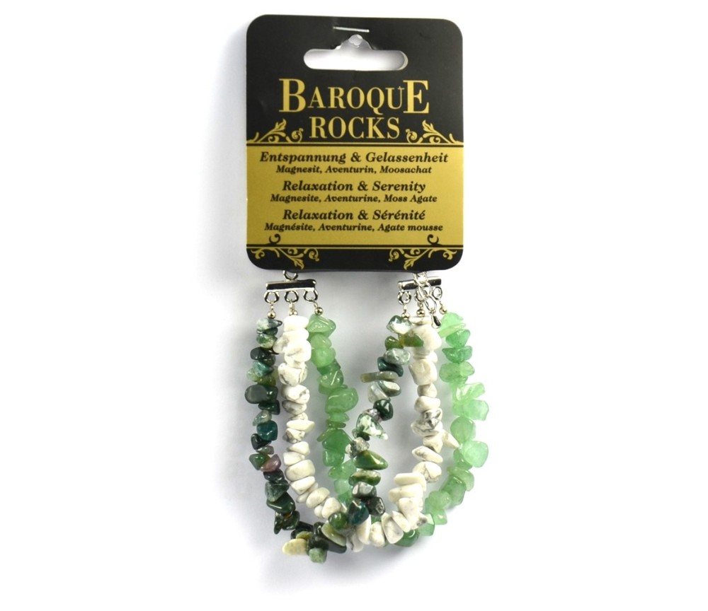 Armband - Barock Kombi - Magnesit, Aventurin, Moosachat - Entspannung & Gelassenheit