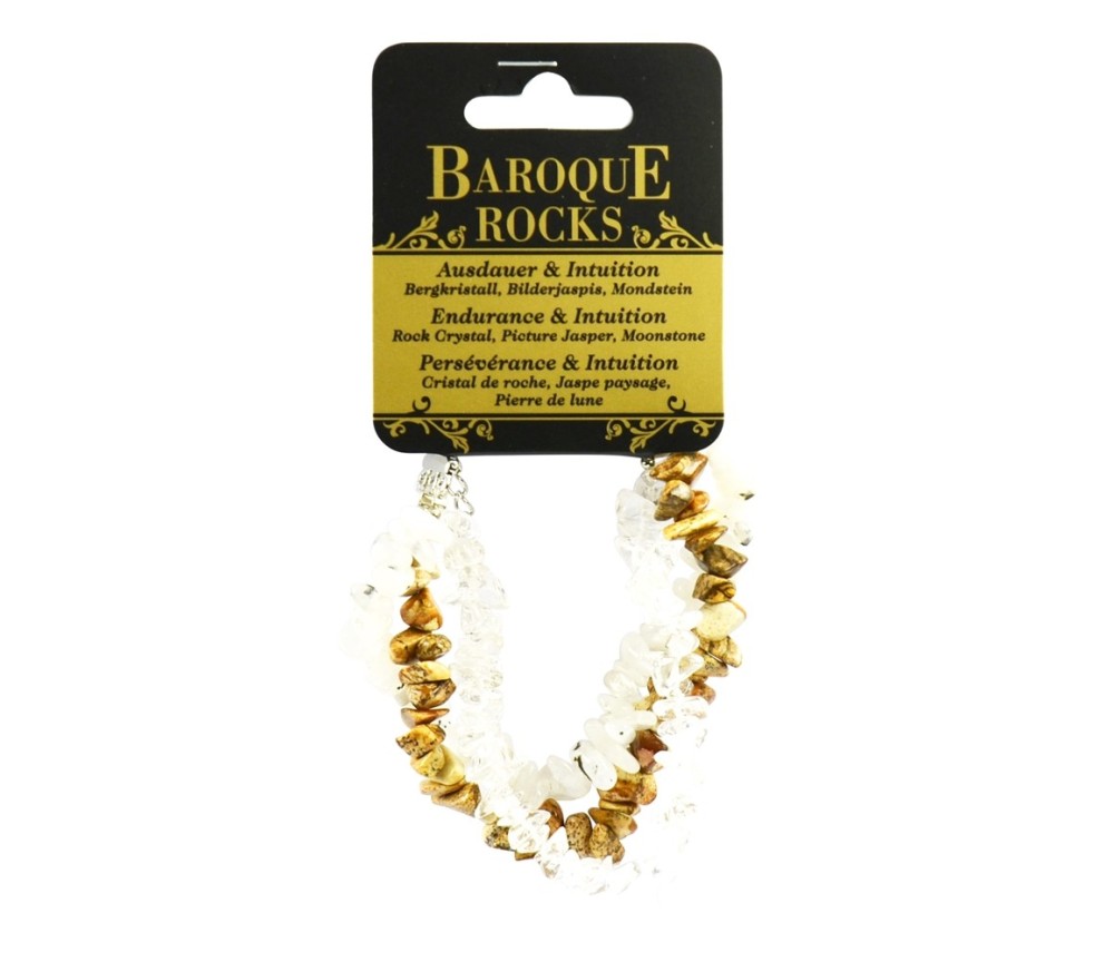 Armband - Barock Kombi - Bergkristall, Bilderjaspis, Mondstein - Ausdauer & Intuition