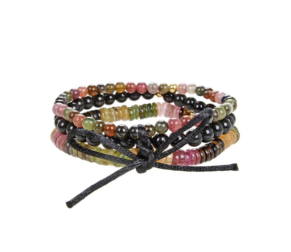 Armband - Set  Turmalin  (Turmalin bunt, grün, schwarz), 18cm (mittel)
