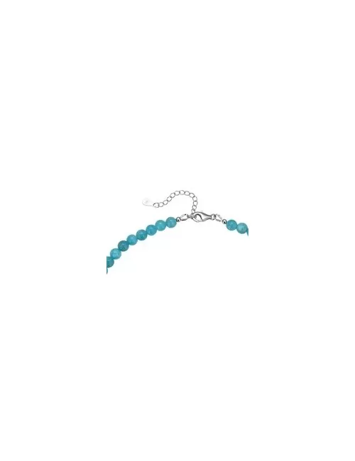 Armband - Amazonit, 6mm-Kugeln, Verlängerungskettchen, rhodiniert