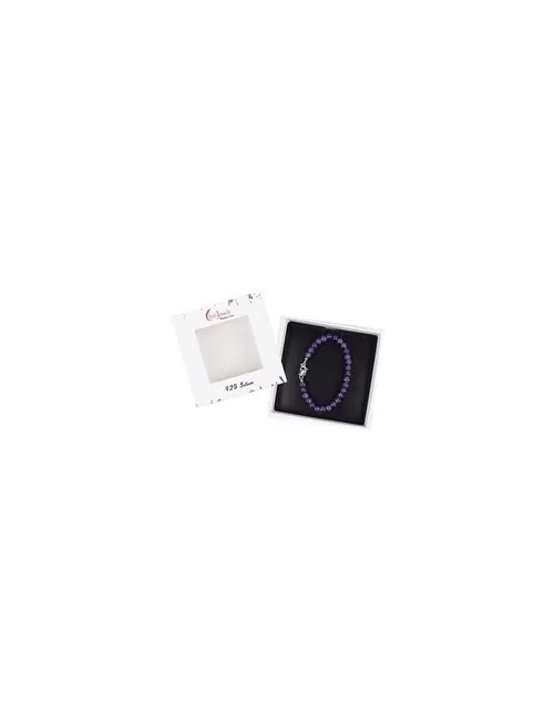 Armband - Amethyst, 6mm-Kugeln, Verlängerungskettchen, rhodiniert