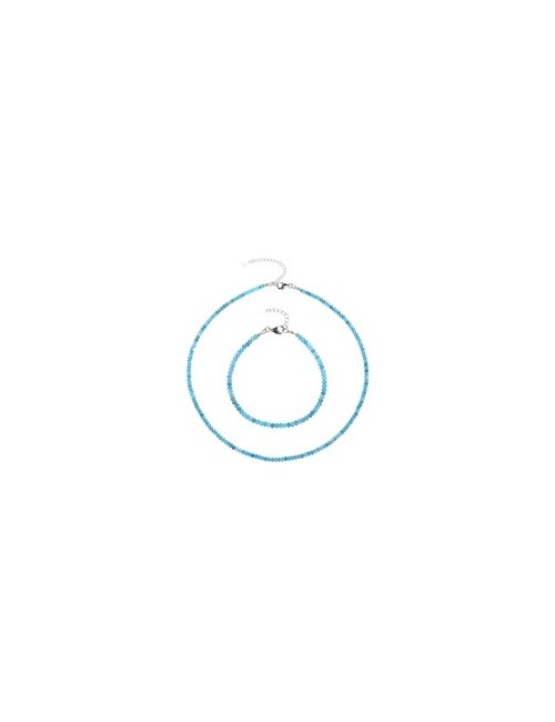 Armband - Apatit (stab.), 3,5mm-Button facettiert, Verlängerungskettchen, rhodiniert