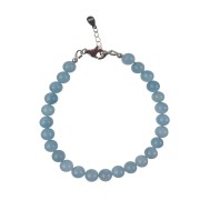 Armband - Aquamarin, 6,5mm-Kugeln, Verlängerungskettchen, rhodiniert