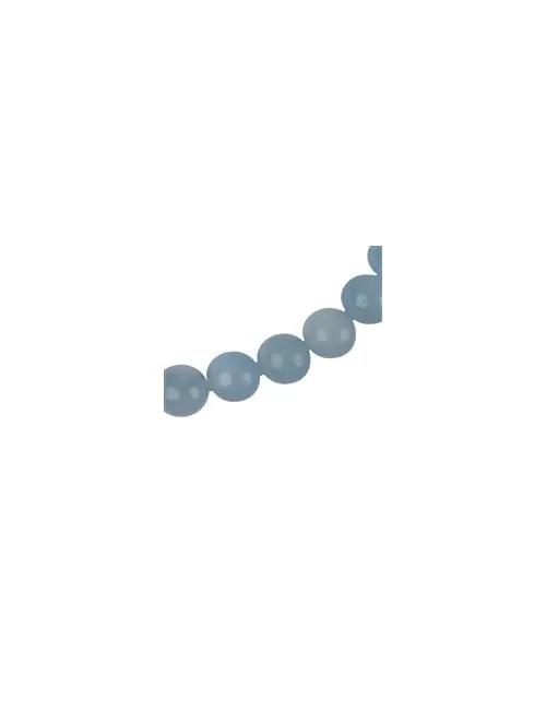 Armband - Aquamarin, 6,5mm-Kugeln, Verlängerungskettchen, rhodiniert