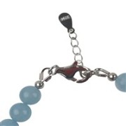 Armband - Aquamarin, 6,5mm-Kugeln, Verlängerungskettchen, rhodiniert