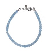 Armband - Aquamarin, 4mm-Würfel facettiert, Verlängerungskettchen, rhodiniert