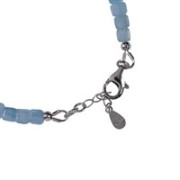 Armband - Aquamarin, 4mm-Würfel facettiert, Verlängerungskettchen, rhodiniert