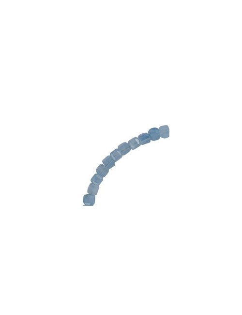 Armband - Aquamarin, 4mm-Würfel facettiert, Verlängerungskettchen, rhodiniert