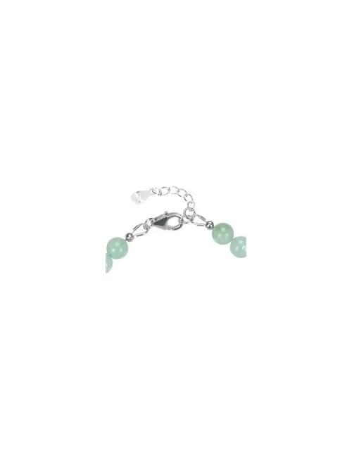 Armband - Aventurin, 6mm-Kugeln, Verlängerungskettchen, rhodiniert