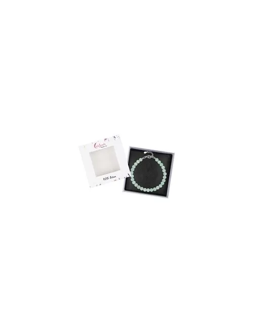 Armband - Aventurin, 6mm-Kugeln, Verlängerungskettchen, rhodiniert