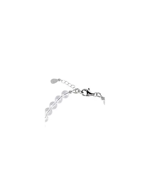 Armband - Bergkristall, 6mm-Kugeln, Verlängerungskettchen, rhodiniert
