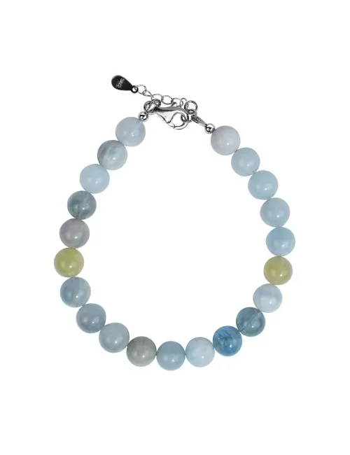 Armband - Beryll Kugeln (8mm), rhodiniert, Verlängerungskettchen