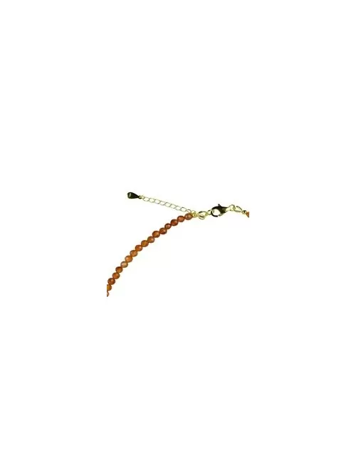 Armband - Carneol (gebr.) Würfel (4mm) facettiert, vergoldet, Verlängerungskettchen