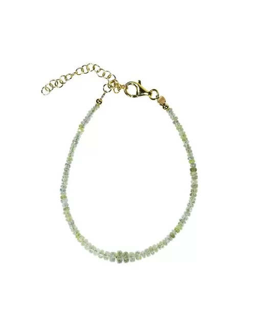 Armband - Chrysoberyll, 2,5-5,0mm Button facettiert, Verlängerungskettchen, vergoldet