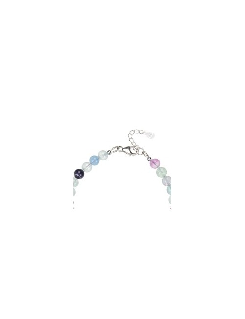 Armband - Fluorit, 6mm-Kugeln, Verlängerungskettchen, rhodiniert