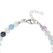 Armband - Fluorit, 6mm-Kugeln, Verlängerungskettchen, rhodiniert
