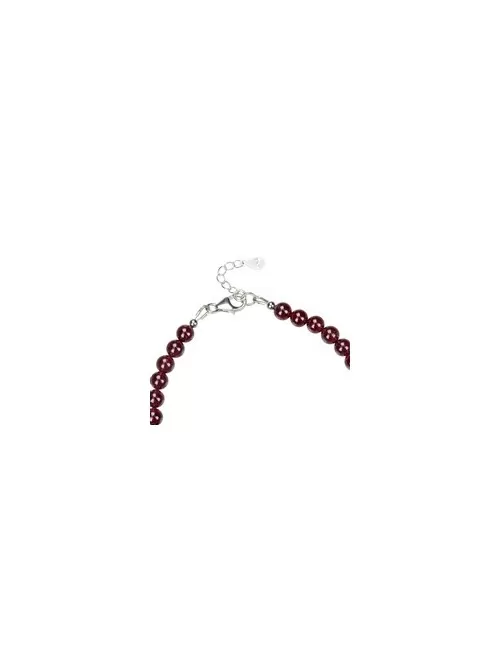 Armband - Granat 6mm-Kugeln, Verlängerungskettchen, rhodiniert