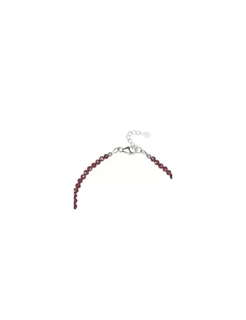 Armband - Granat, Kugeln (3mm) facettiert, rhodiniert, Verlängerungskettchen