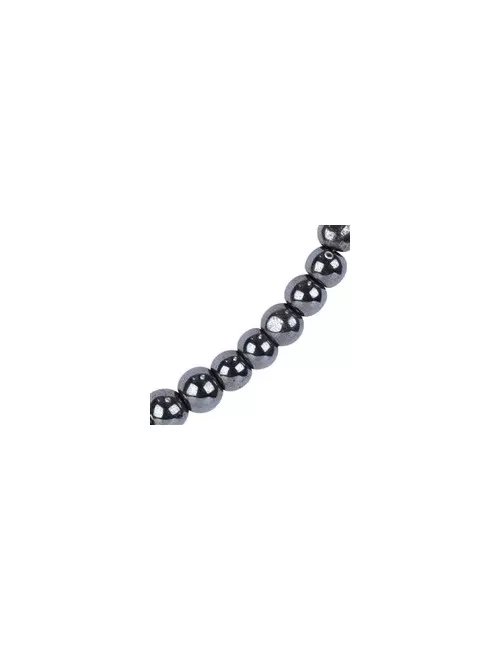 Armband - Hämatit (natur), 4mm-Kugeln, Verlängerungskettchen, rhodiniert