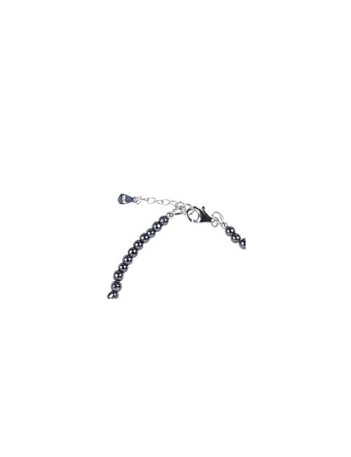 Armband - Hämatit (natur), 6mm-Kugeln, Verlängerungskettchen, rhodiniert