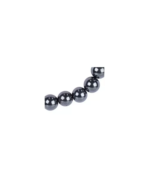 Armband - Hämatit (natur), 6mm-Kugeln, Verlängerungskettchen, rhodiniert