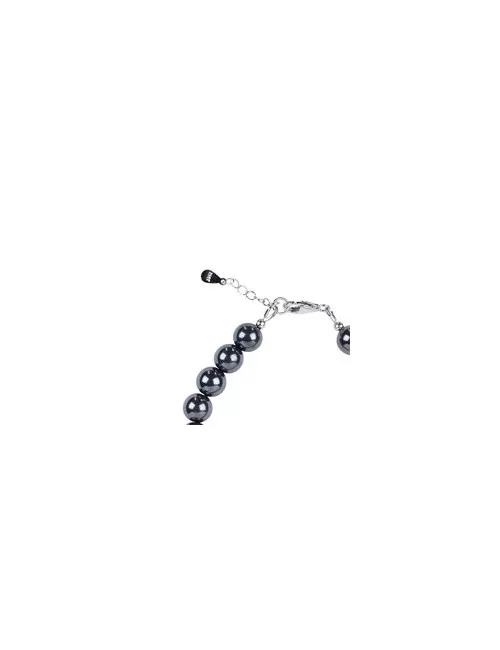 Armband - Hämatit (natur), 8mm-Kugeln, Verlängerungskettchen, rhodiniert