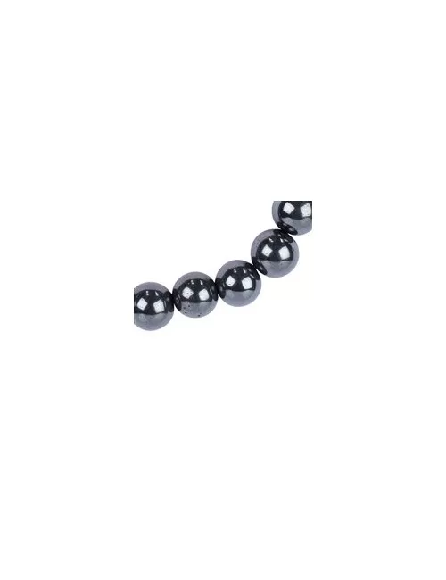 Armband - Hämatit (natur), 8mm-Kugeln, Verlängerungskettchen, rhodiniert