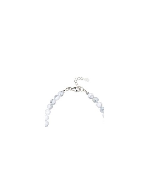 Armband - Magnesit 6mm-Kugeln, Verlängerungskettchen, rhodiniert