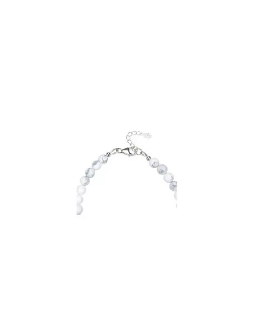 Armband - Magnesit 6mm-Kugeln, Verlängerungskettchen, rhodiniert