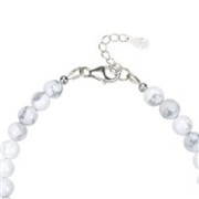 Armband - Magnesit 6mm-Kugeln, Verlängerungskettchen, rhodiniert