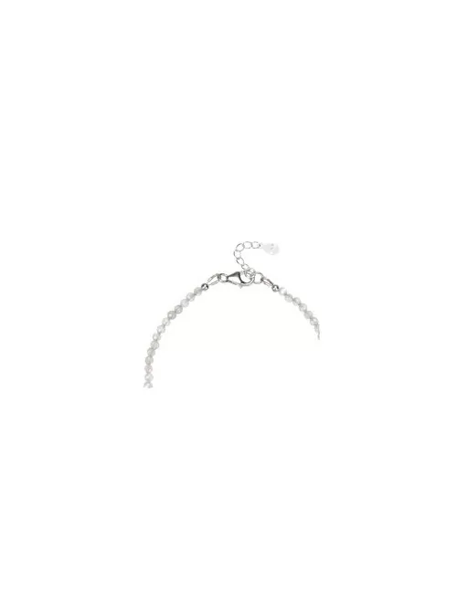 Armband - Labradorit (dunkel), Kugeln (3mm) facettiert, rhodiniert, Verlängerungskettchen