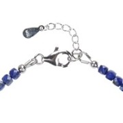 Armband - Lapis Lazuli, 3mm-Würfel facettiert, Verlängerungskettchen, rhodiniert