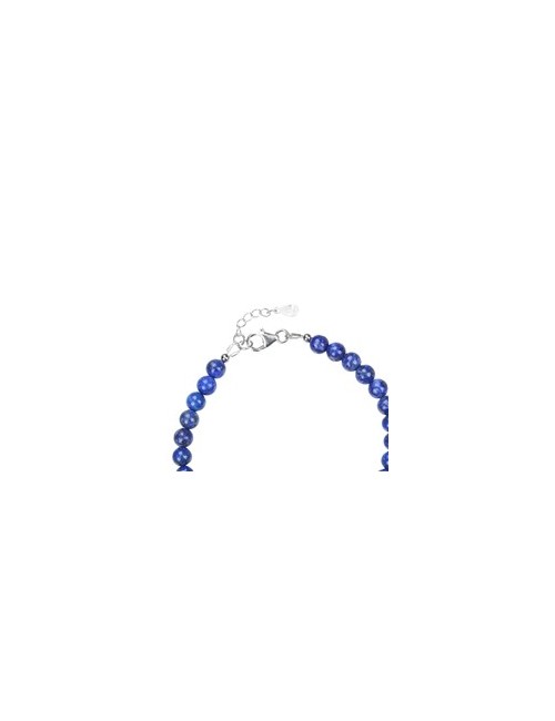 Armband - Lapis Lazuli, 6mm-Kugeln, Verlängerungskettchen, rhodiniert