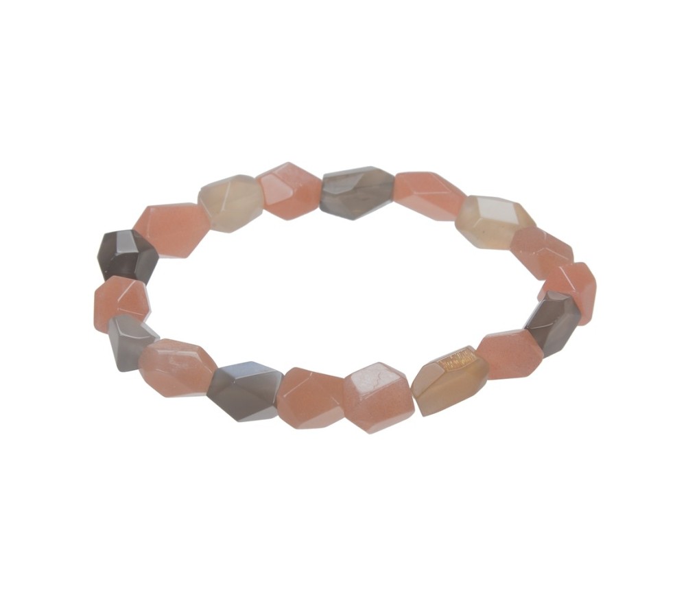 Armband - Mondstein (bunt), 08 x 10mm Nuggets, facettiert