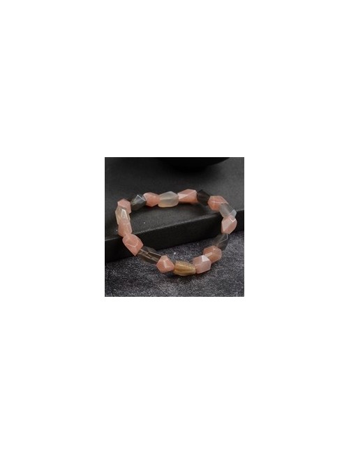 Armband - Mondstein (bunt), 08 x 10mm Nuggets, facettiert