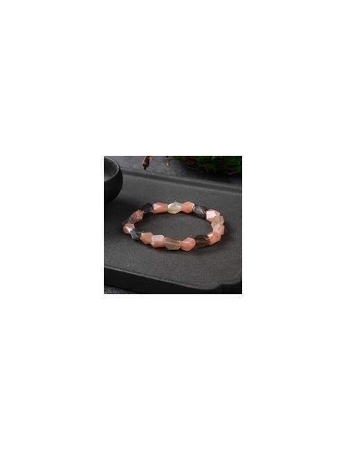 Armband - Mondstein (bunt), 08 x 10mm Nuggets, facettiert