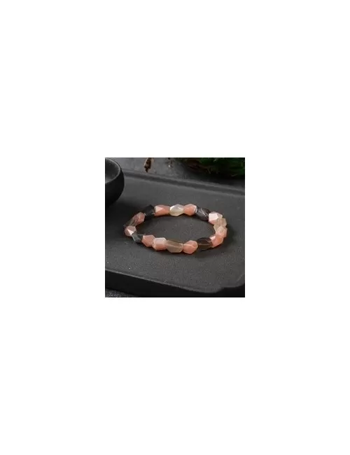 Armband - Mondstein (bunt), 08 x 10mm Nuggets, facettiert