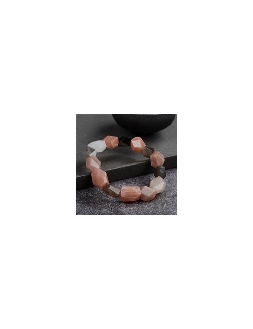 Armband - Mondstein (bunt), 12 x 16mm Nuggets, facettiert