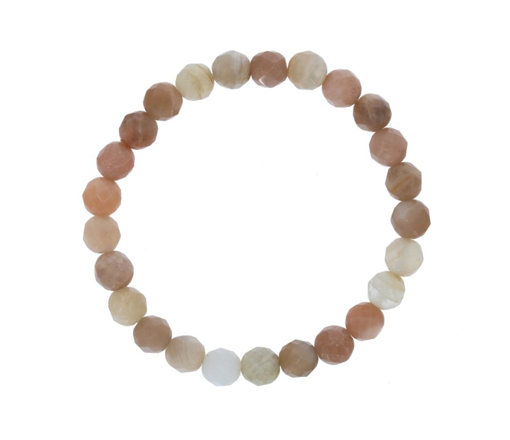 Armband - Mondstein, 08mm Kugeln, facettiert