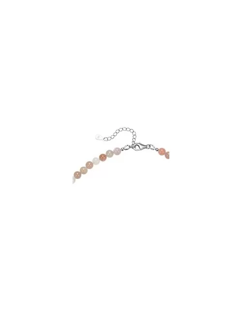 Armband - Mondstein, 6mm-Kugeln, Verlängerungskettchen, rhodiniert
