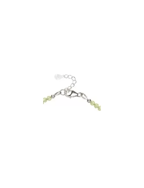 Armband - Peridot, Kugeln (3mm) facettiert, rhodiniert, Verlängerungskettchen