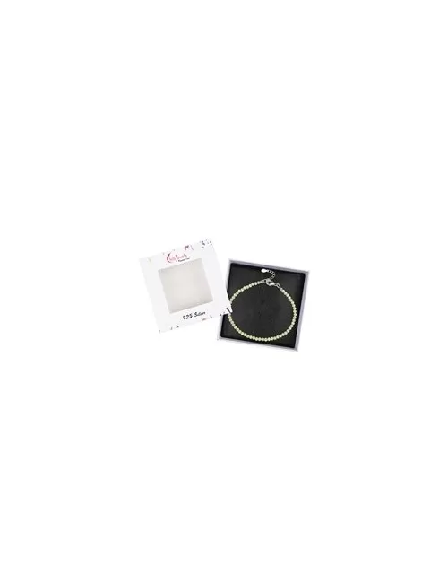 Armband - Peridot, Kugeln (3mm) facettiert, rhodiniert, Verlängerungskettchen