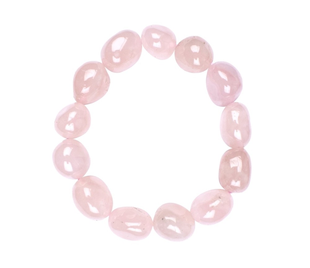 Armband - Rosenquarz, 12 -15mm Nuggets