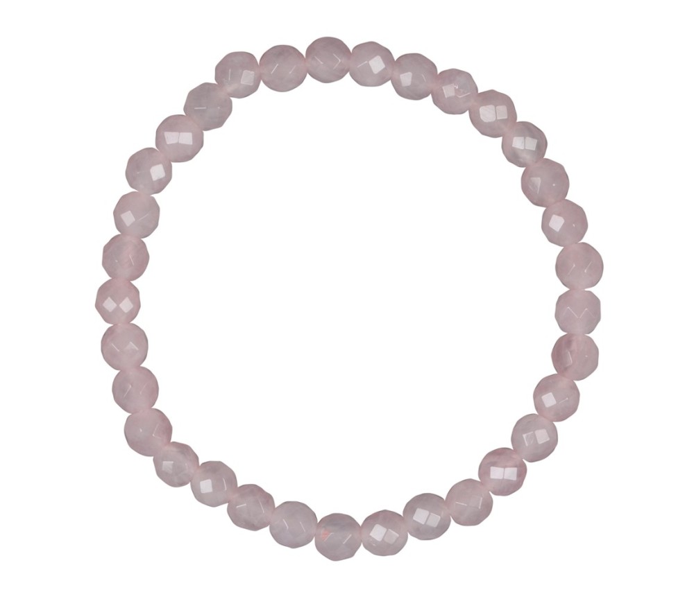 Armband - Rosenquarz, 06mm Kugeln, facettiert