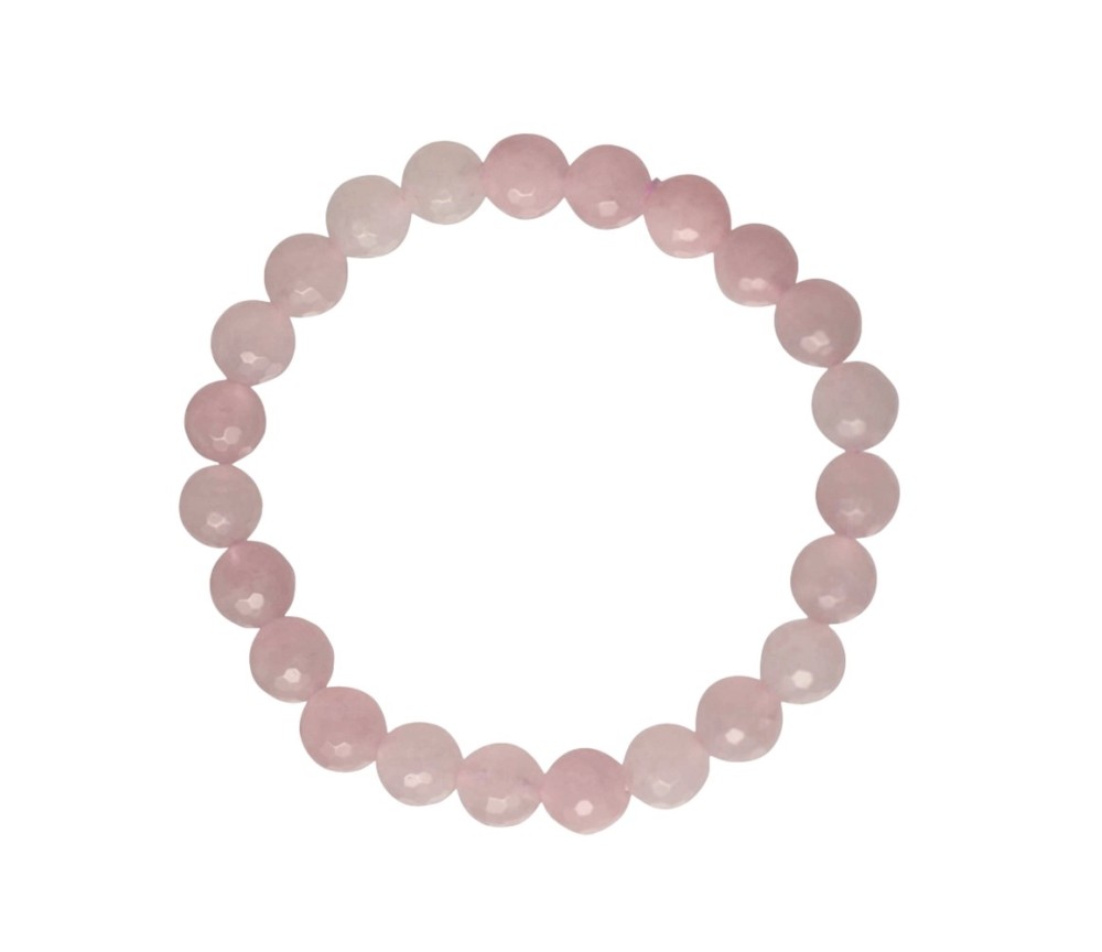 Armband - Rosenquarz, 08mm Kugeln, facettiert