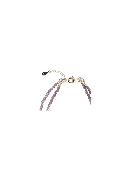 Armband - Rubin, 3mm-Kugeln facettiert, Verlängerungskettchen, vergoldet